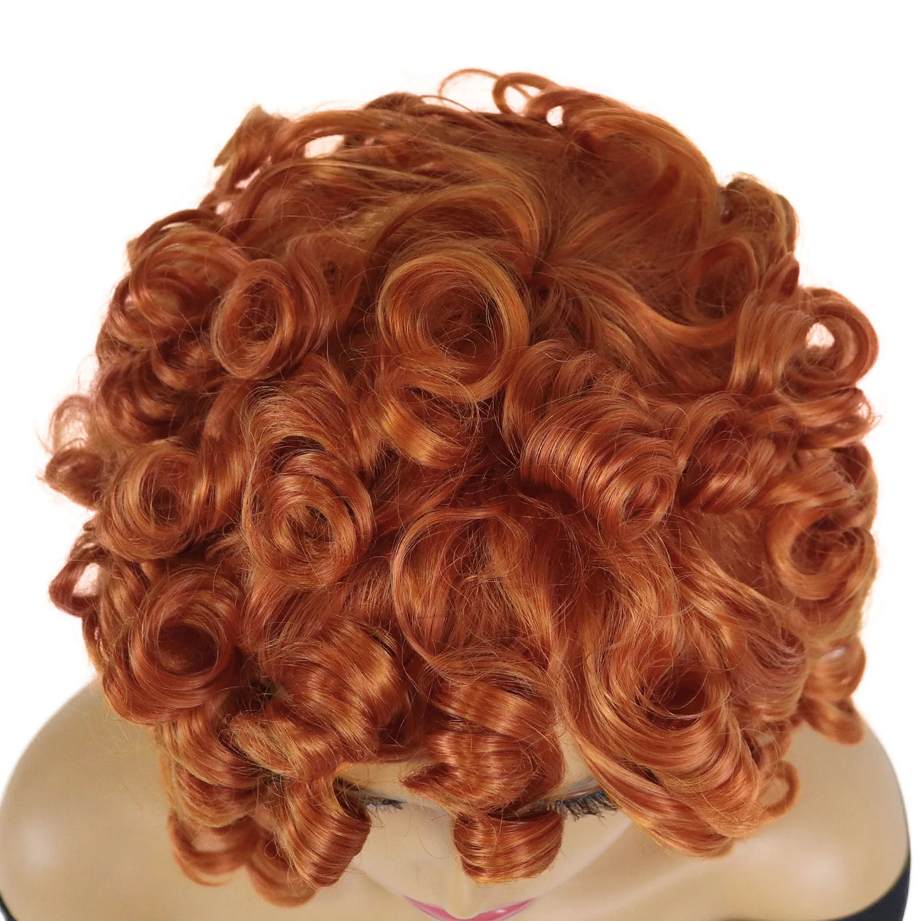 Synthetic Orange Curly Wig Short Afro Kinky Hair Ginger Wigs with Bangs Fluffy African American Wig Clearance Sale Cheap Wigs