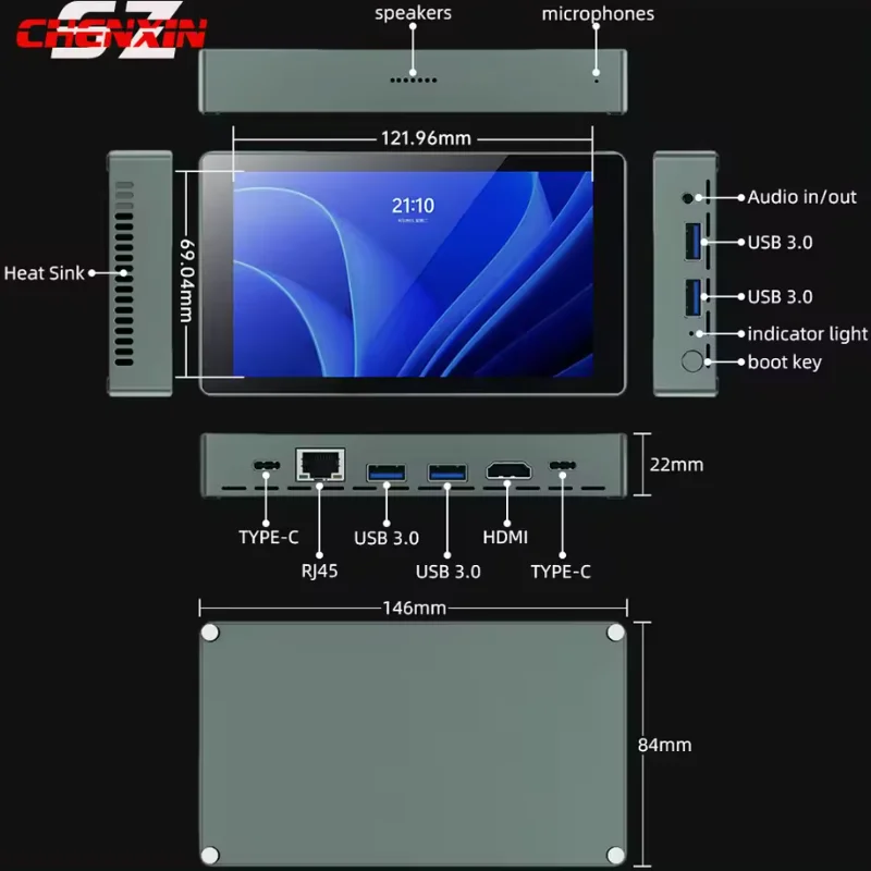 CENAVA H55N Intel N5095 رباعي النواة وحدة المعالجة المركزية Windows11 1280*700 IPS DDR4 8G 128G SSD WiFi5 RJ45 1000M HDMI TYPE-A HD إخراج تابلت صغير