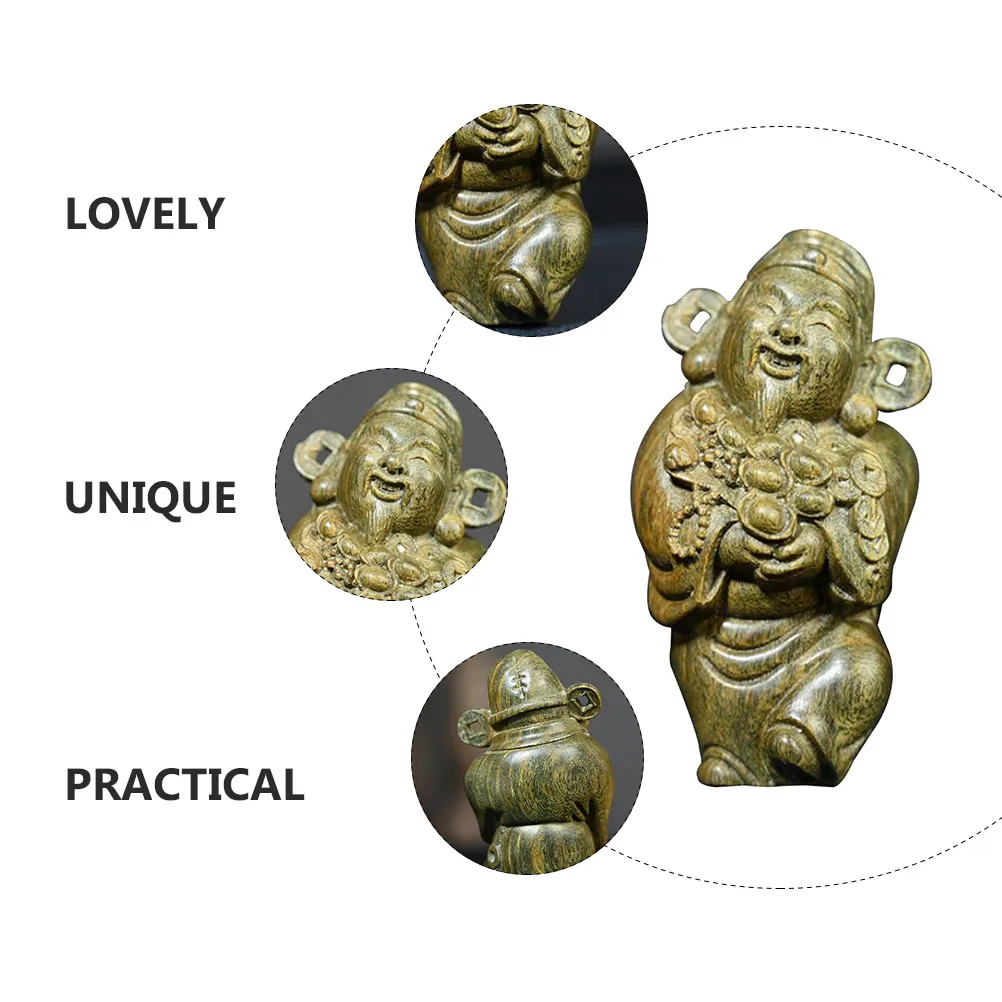 God of Wealth Carving Premium Wood Feng Shui Decor Creative Desktop nament Exquisite Wooden Home Office Accessory