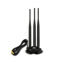 2.4G 5G 5.8G dual band strong magnetic base three antenna omnidirectional high gain wireless network card WIFI router antenna