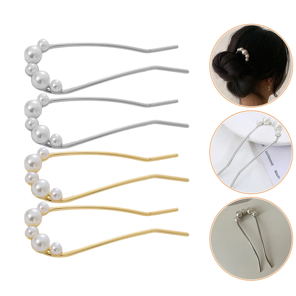 

Hairpin Sticks for Long French Pins Thick Accessories Pearl U Shaped Buns Bobby Women