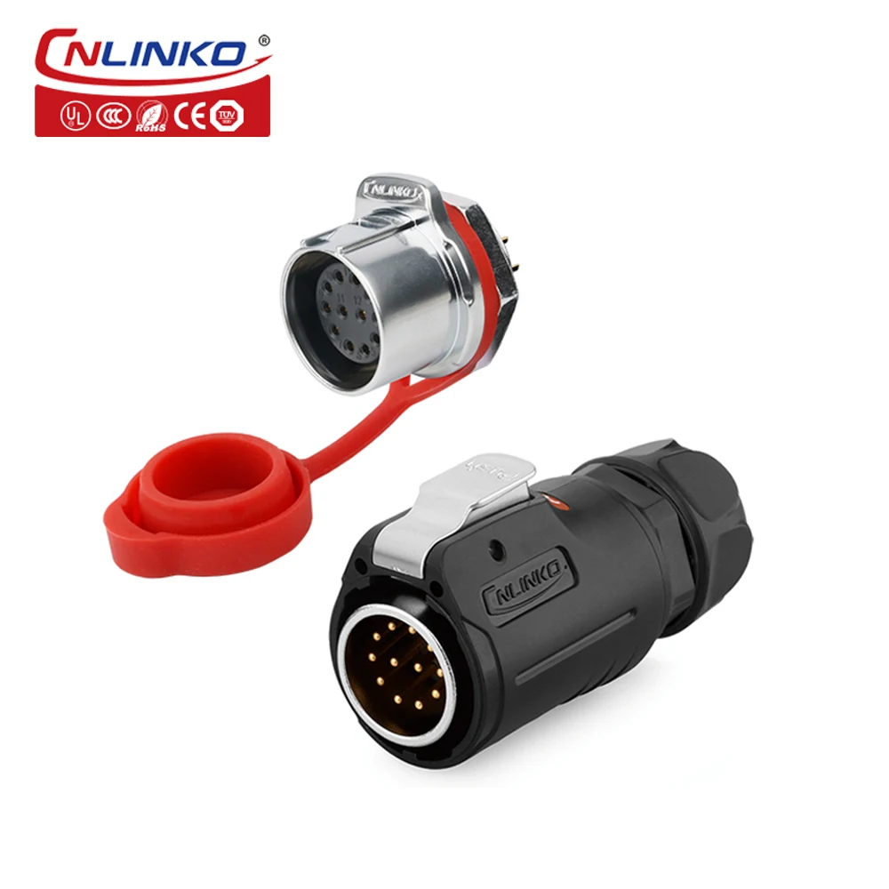 CNLINKO M24 IP68 Waterproof Electrical Connector 2 3 4 10 12 19 24 Pin 25A Male Plug & Female Socket Panel Aviation Connector