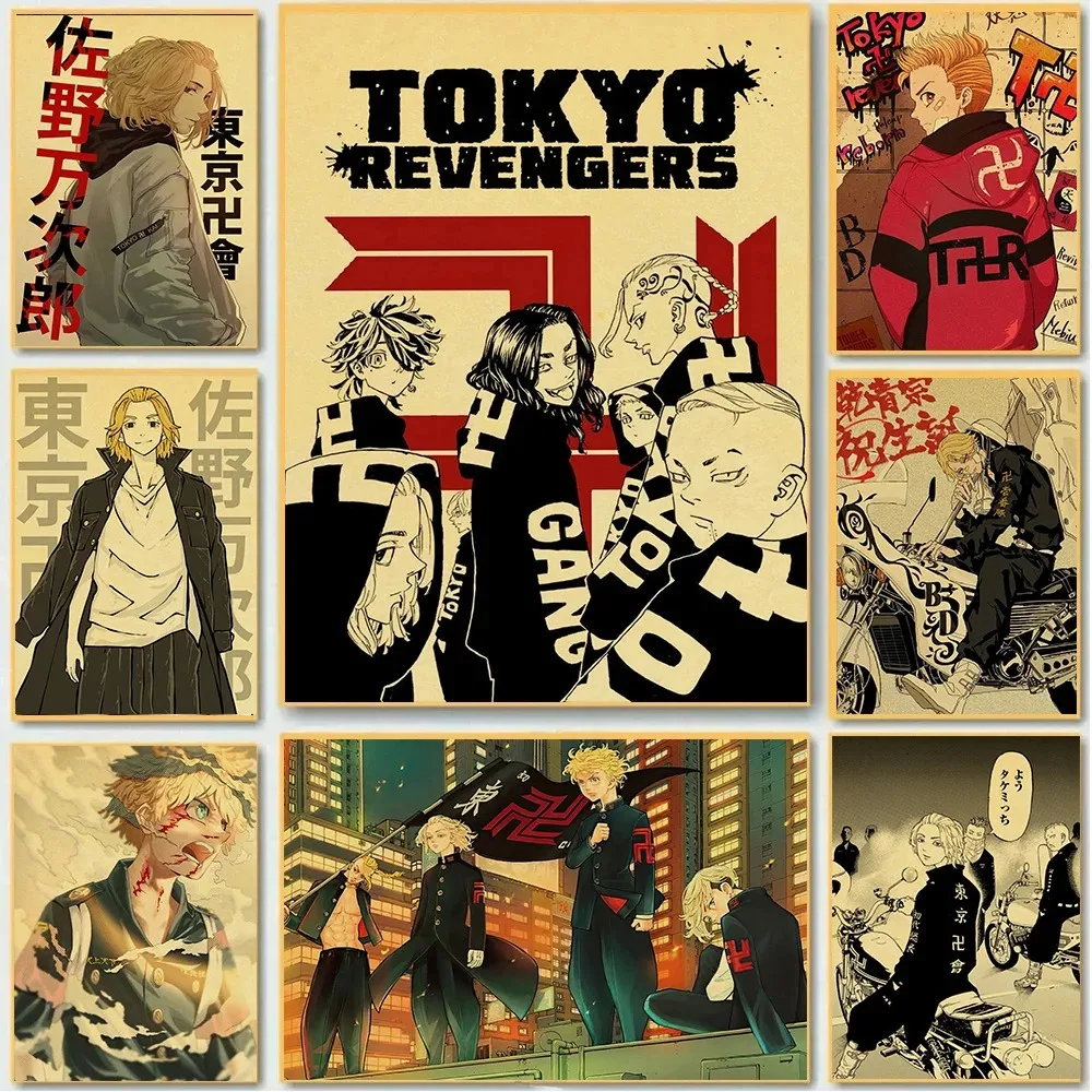 الكلاسيكية أنيمي اليابان طوكيو المنتقمون الجدار ملصق ديكور صورة مانغا نمط قماش Pianting لغرفة المعيشة غرفة نوم ديكور المنزل #1