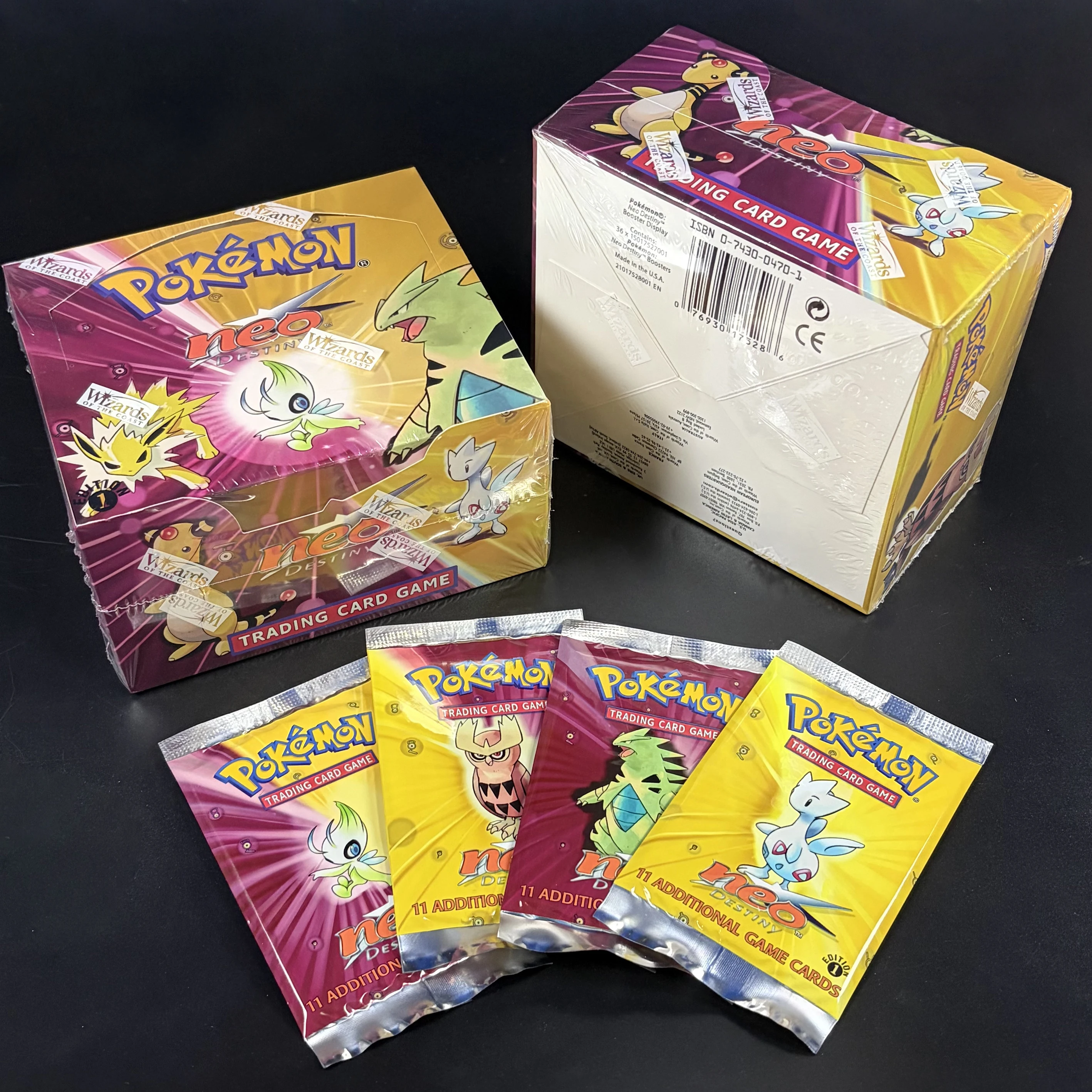 Neues Holo! PKM Neo Destiny Booster Box & 4 Art Set Packs Komplettes Set Sammelkarten Hobby-Kollektion Vintage DIY TCG Geschenk