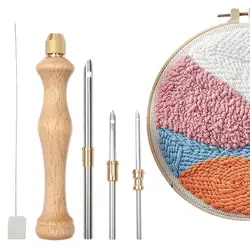 Punch Needle Wooden Punch Needles Enjoy Your DIY Experience Felting Threader Needles For Embroidery Rug DIY Handmade Art Crafts