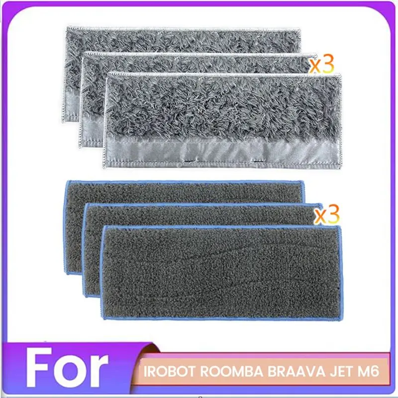 Kit de panos de limpeza úmidos e secos BHTS-6PCS para IROBOT ROOMBA BRAAVA JET M6, acessórios para robô de limpeza, panos de limpeza de substituição.
