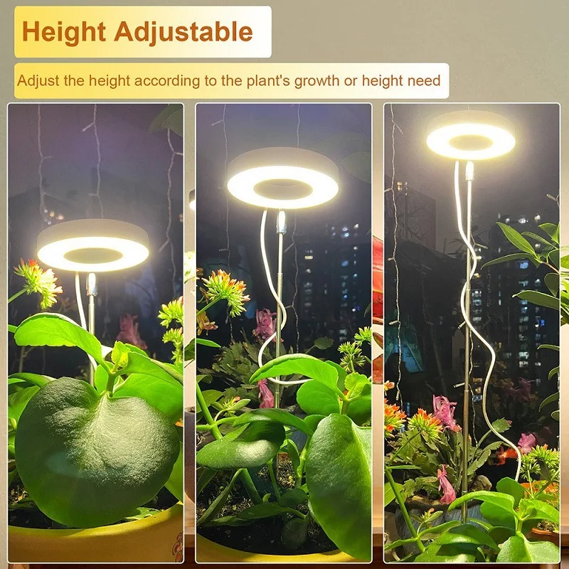 Led Intrekbare Plant Licht Kweek Licht Engel Ring Sappig Licht Full Spectrum Flower Timer Plant Fill Light Voor Kamerplant