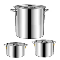 Stainless Steel Soup Bucket Multi-Purpose Cooking Pot Large Soup Pot With Lid And Handle Commercial Stock Pot Water Bucket