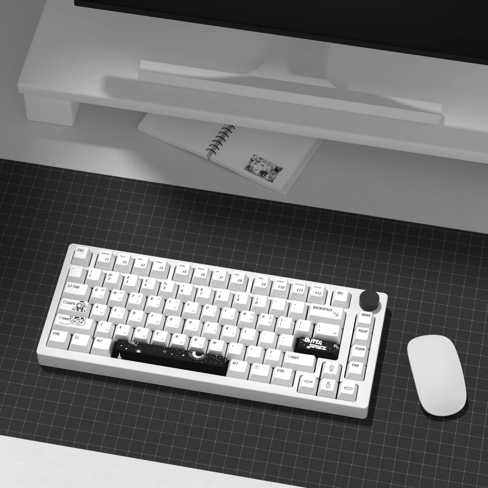 KBDiy 139 Keys Cherry Profile Korean White Keycap for Mechanical Keyboard Game PBT Outer Space Keycaps Custom for MX Switch
