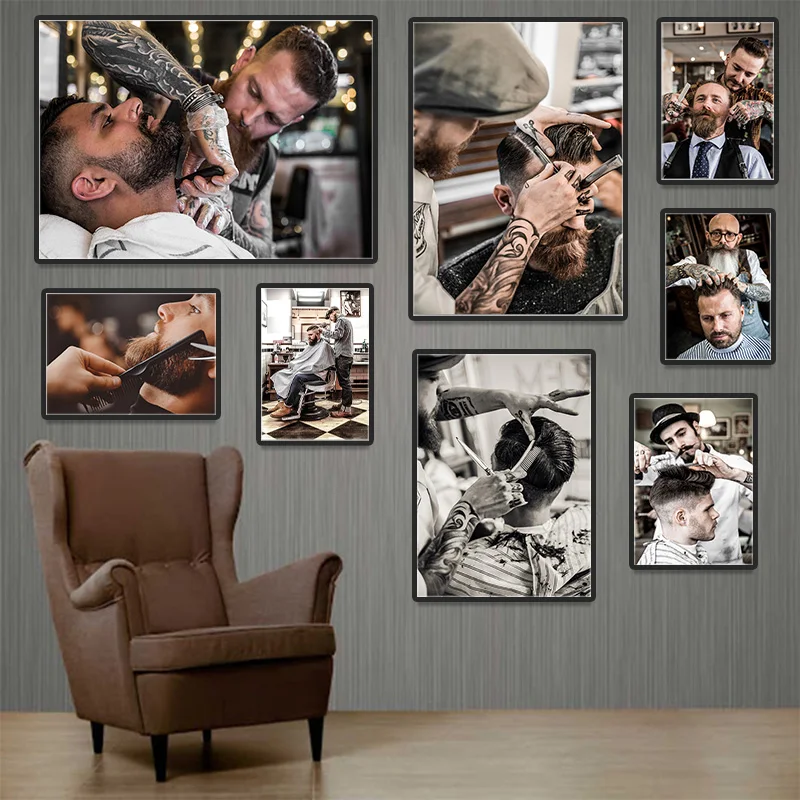 Barber Shop Poster Wall Art Vintage Haircut and Tool Picture Canvas Print Modern Hairdresser\'s Salon Decoration Painting Cuadros