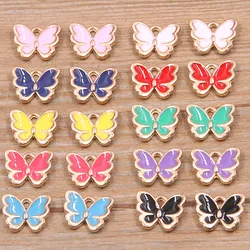 20Pcs 10*13mm 10 Color New Product Alloy Metal Drop Oil Butterfly Charms Animal Pendant For DIY Bracelet Necklace Jewelry Making
