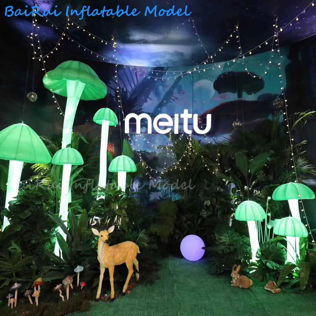 Riesiger aufblasbarer Pilz mit weißem LED-Licht, aufblasbare Pflanze für Garten, Events, Kunstausstellungen, Bühnendekoration, Nachtclub-Werbung – Detail 1