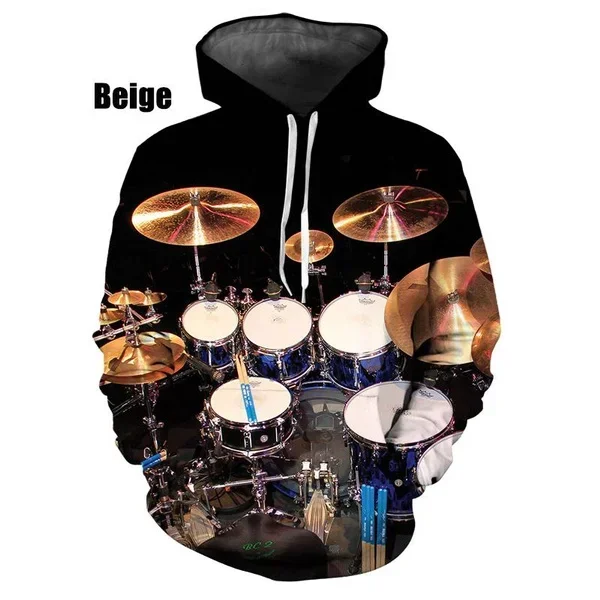 

Men/Women Fashion Personality Hooded 2023 Jazz Drum 3D Hoodie Pullover Casual Comfy Sweatshirts