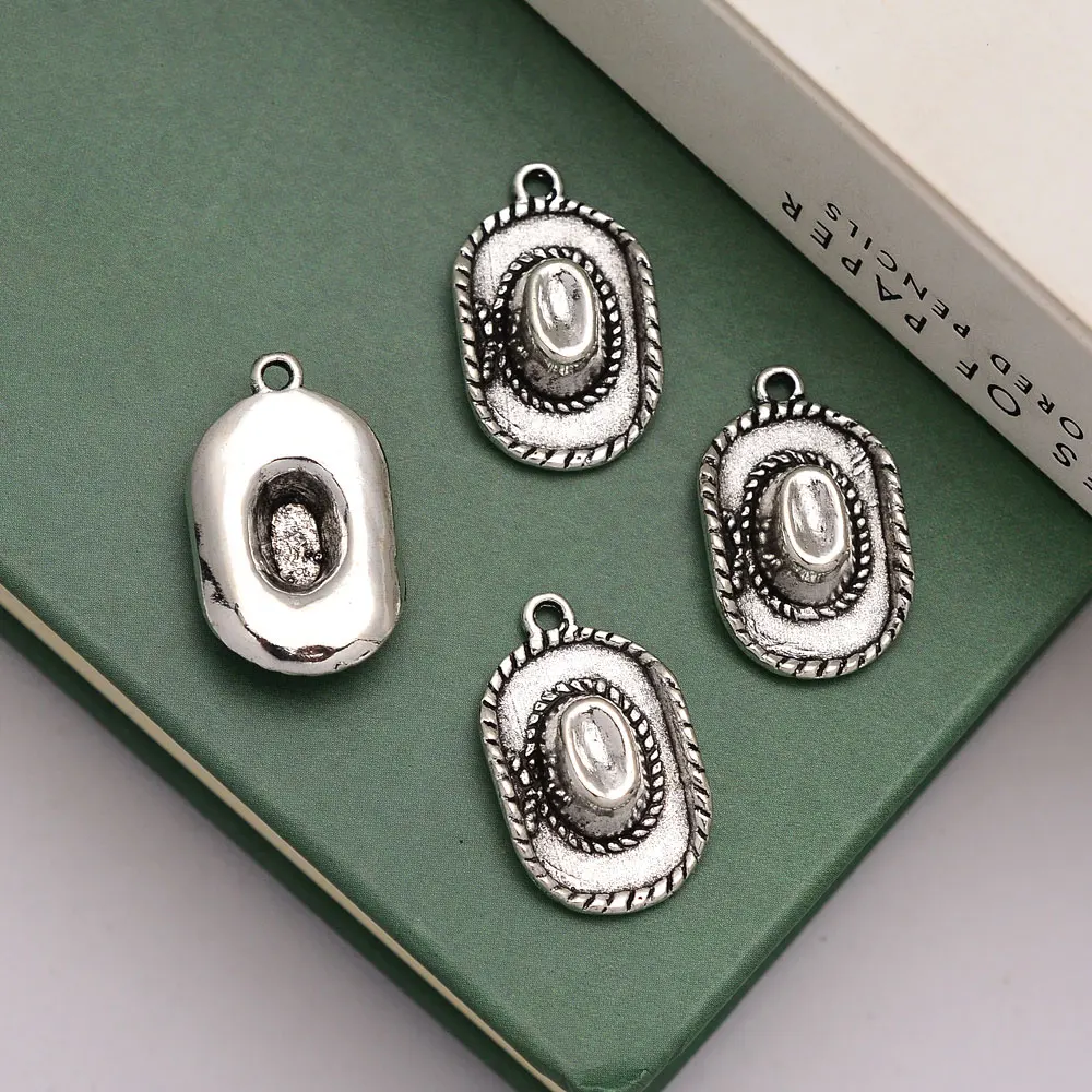 10pcs/lot--13x22x5mm Antique Silver Plated Cowboy Cowgirl Hat Charms Pendant For Diy Jewelry Making Finding Supplies Accessories