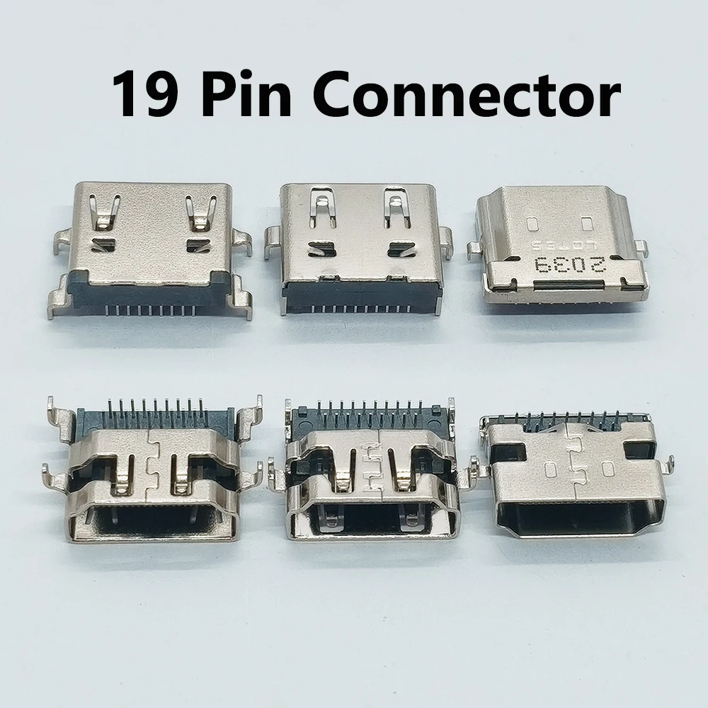5 Stück 19-Pin HDMI Typ A Buchsenstecker Einbauboard 3,7/4,37mm 19P HD-Buchse mit Befestigungslaschen HD-Video-Schnittstellenanschluss – Detail 1