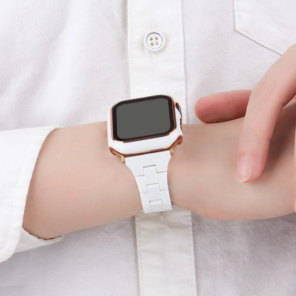 Resin Slim link strap for apple watch bands 44mm 40mm 41mm/45mm 38mm-45 mm bracelet iwatch series 9 8 7 6 5 4 3 SE Ultra 2 49mm