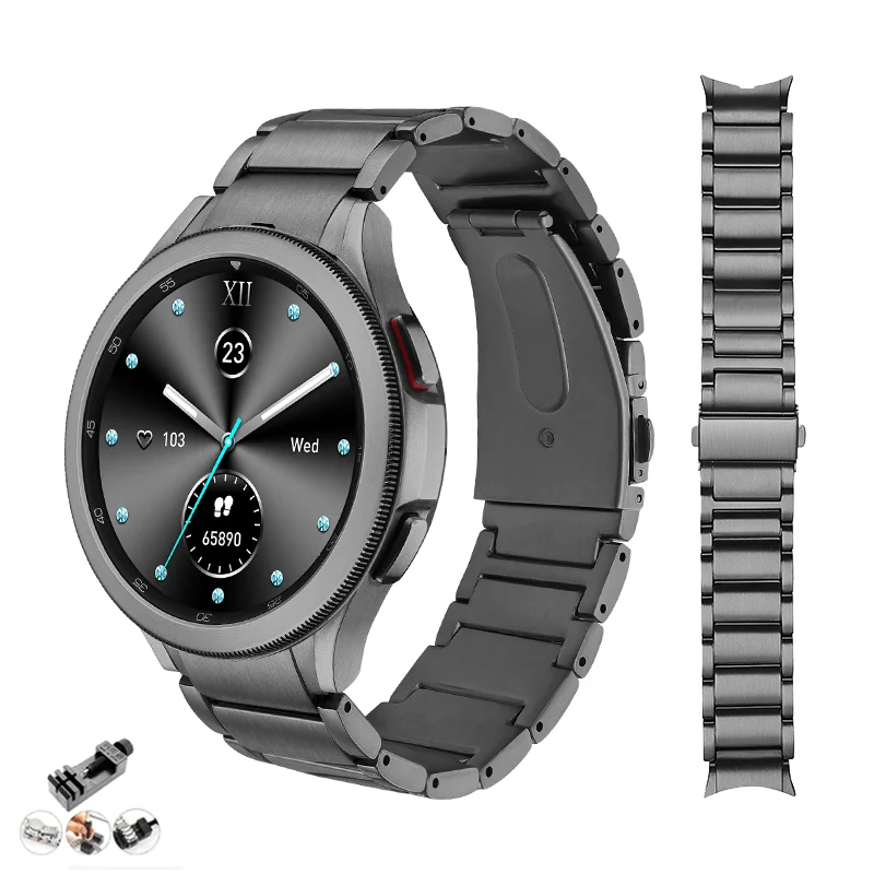 

No Gaps Titanium Steel Strap for Samsung Galaxy Watch 4 Classic 46mm 42mm/Watch4 5 pro 45mm 44mm 40mm Wrist Band Curved Bracelet