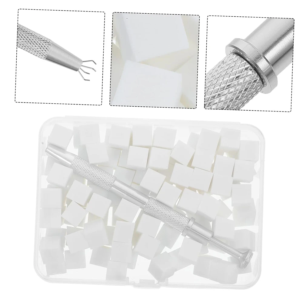 100Pcs Mini Soft Nail Sponge With Grabbing Pen Ombre Nail Art Brush Professional Manicure Painting Gradient Accessories Supplies