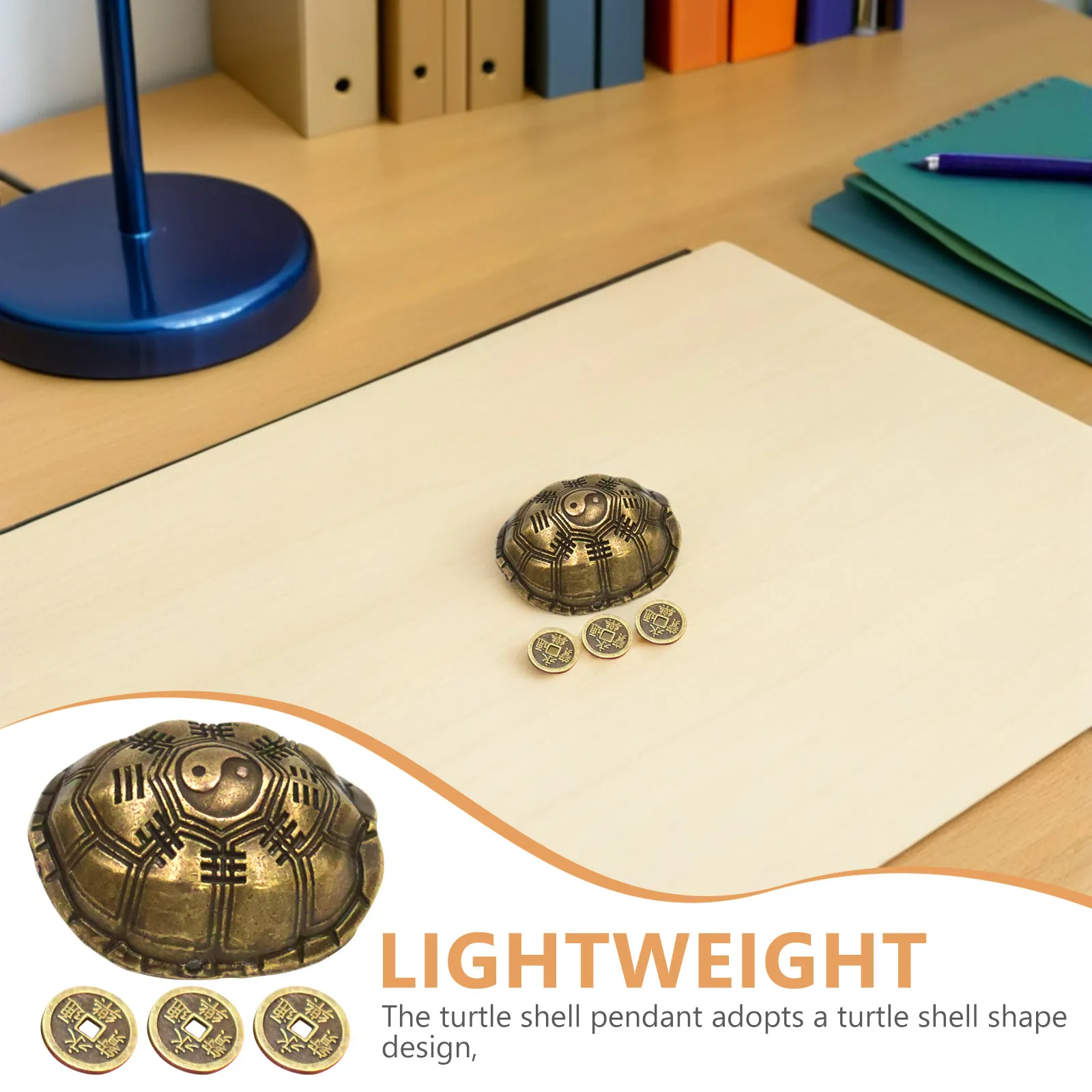 1Set Zinc Alloy Divination Turtle Shell Prop Chinese Fortune Telling Coins Compact Desktop Decoration Wealth Craft Handicraft view 5