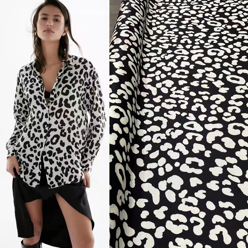 Classic Spot Stretch Silk Twill Fashion Leopard High-end Shirt Cloth Custom-made Early Spring New Designer Light Luxury Fabric