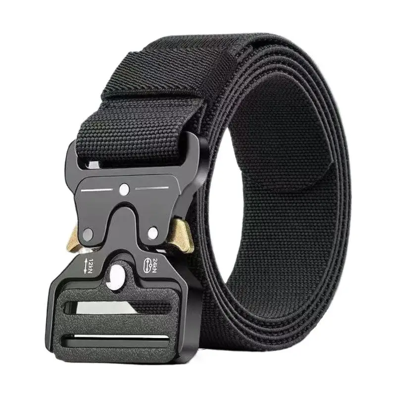 Tactical Men Nylon Webbing Belt Adjustable Heavy Duty Waist Strap for Hiking Trekking Daily Work Wear