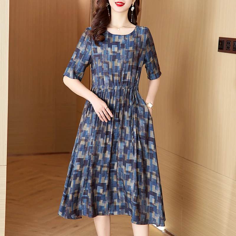 

Summer Casual Midi Prom Vintage Dress For Women Elegant Evening Fashion Party Festa Luxo Green Korean Short Sleeve Dresses