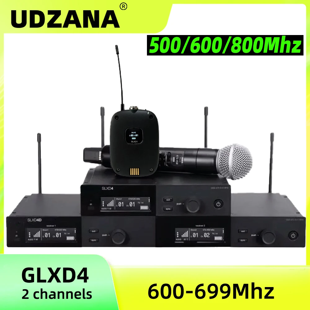 

SLXD Microfone 500/600/800MHZ Wireless 2 channels Microphone System 4pin Headset Beta58 Professional Audio Equipment For Stage