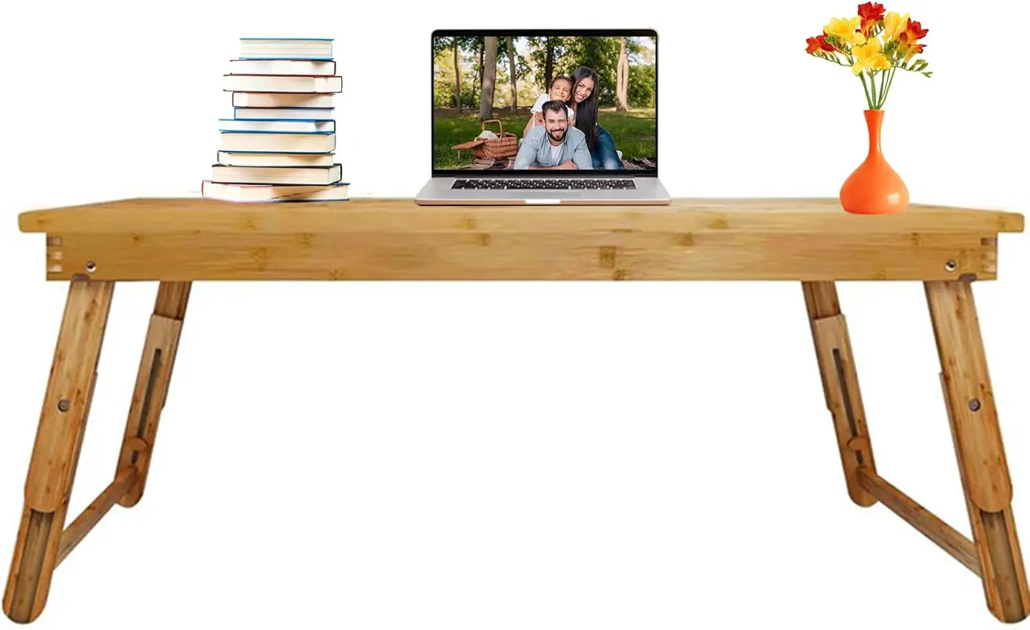 

Floor Table Tray with Folding Legs Adjustable Low Coffee Table for Sitting on Floor Bamboo,Fully Assembled,33.5x17.7in