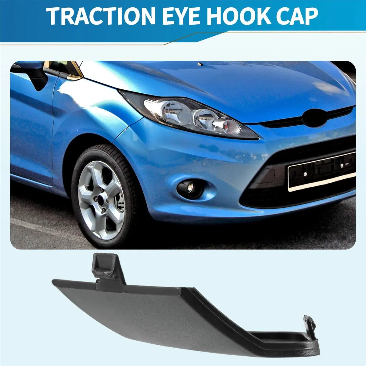 Super Sale Car Auto Front Bumper Tow Towing Eye Hook Cover Cap for Ford Fiesta MK7 2008-2016 8A6117A989AB Black Plastic