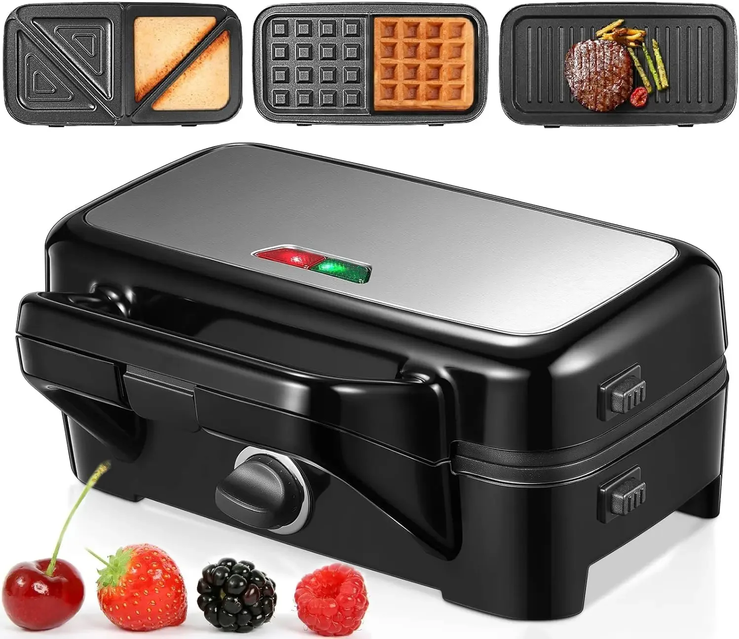 NEW 3 in 1 Sandwich Maker, Waffle Maker with Removable Plates, 1200W Panini Press with Interchangeable Non-Stick Plates