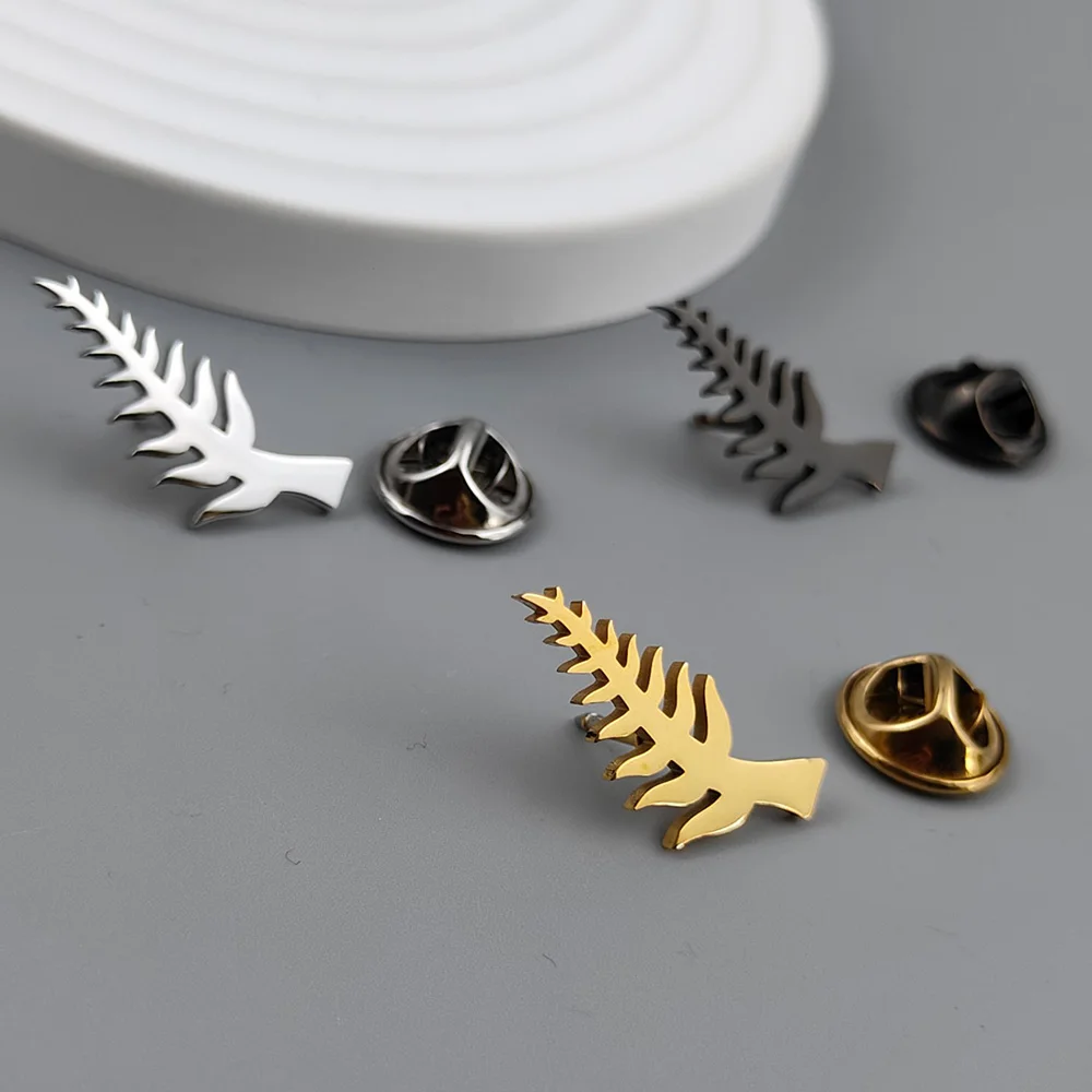 Olive Branch Lapel Pin 18K Gold Plated 316L Stainless Steel Suit Backpack Decor Brooch Jewelry Gift for Men Women view 6
