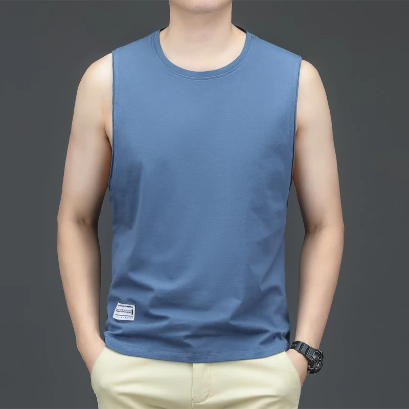 Fashion O-Neck Spliced Loose Korean Tank Tops Men's Clothing 2024 Summer New Casual Pullovers All-match Sleeveless Tee Shirt