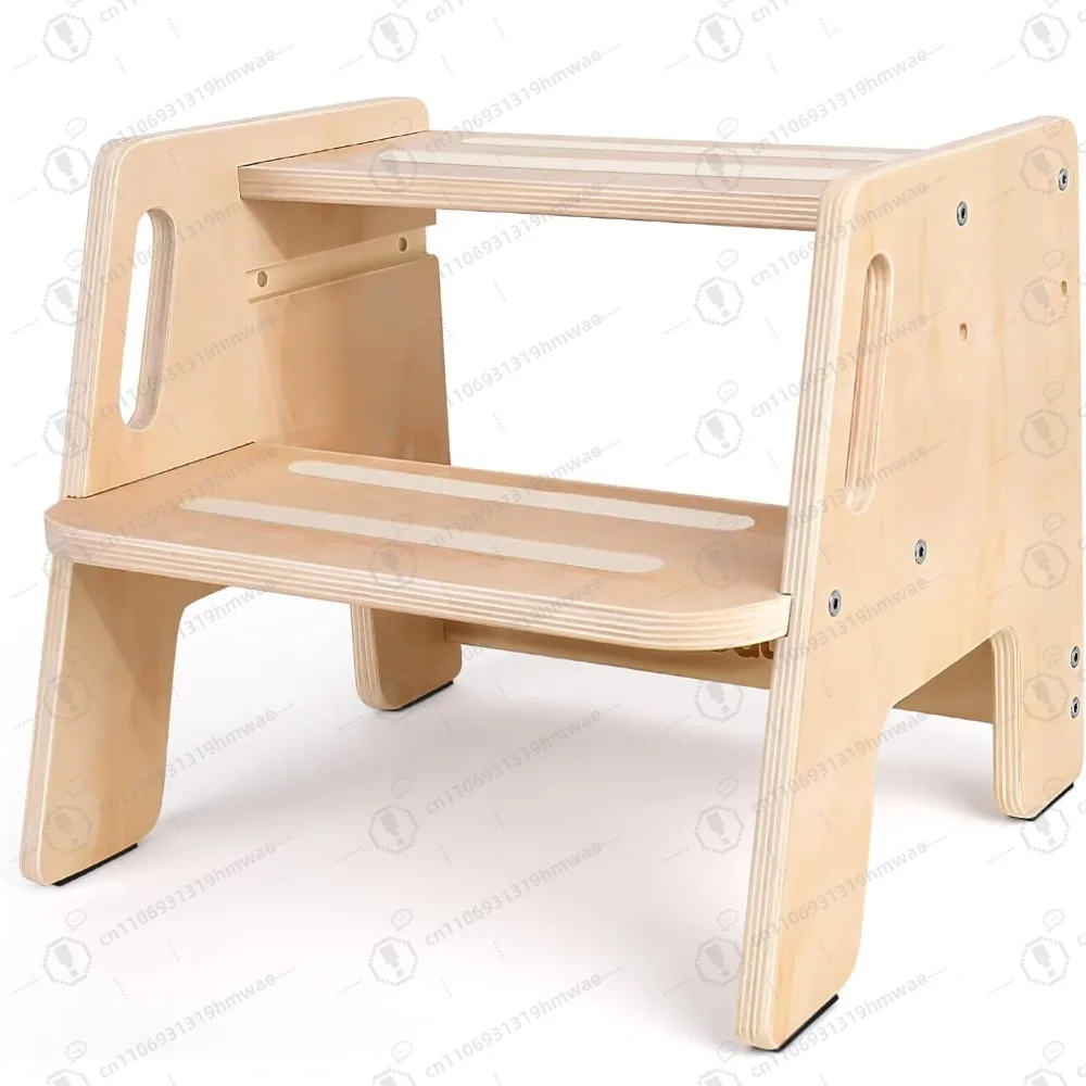 

Toddler Step Stool, Wooden Height-Adjustable 2-Step Stool,Potty Training Stool with Handles for Bathroom Sink, Kitchen, Bedroom