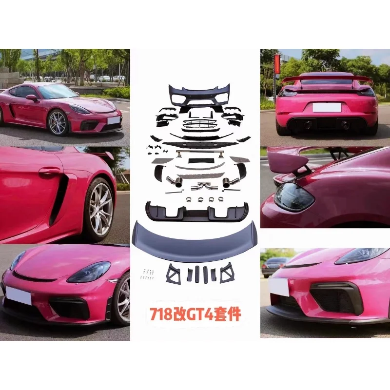 

Body kit for Porsche Cayman 718 981 modified GT4 GTRS4 Front bumper Rear lip Grille Trim Tail Throat