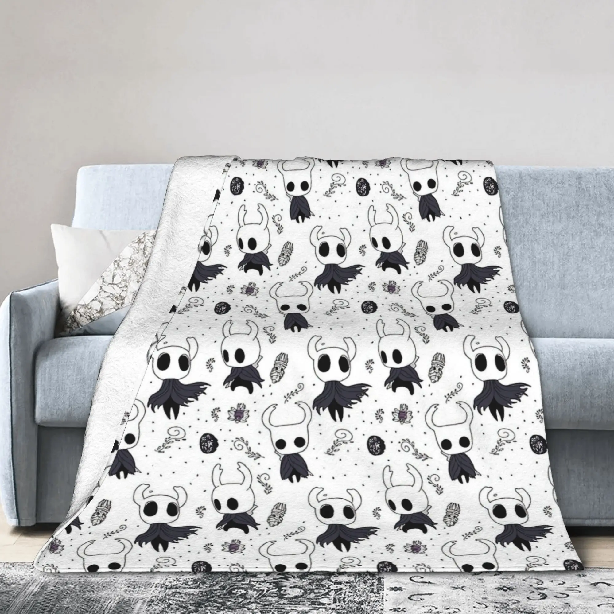 Hollows Knights Pattern Blankets Game Flannel Vintage Warm Throw Blankets for Home Restaurant All Season,