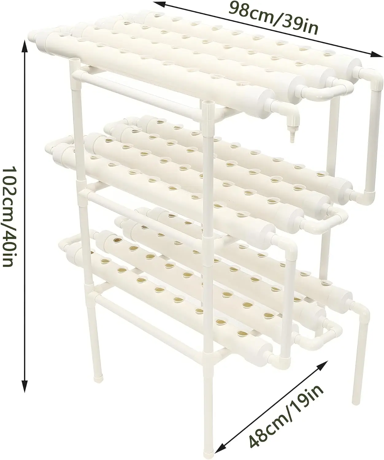 Hydroponics Growing System Kit 3 Layers/108 Sites Food PVC Pipes Planting Vegetables Herbs Garden Tools with Pump,Timer