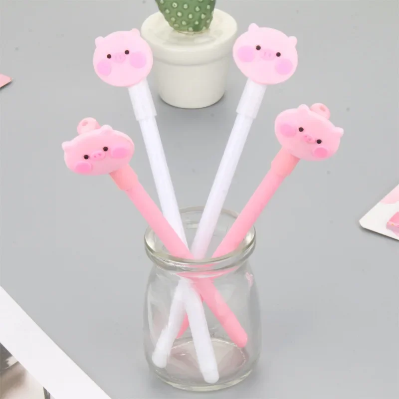 

50PCS Creative Stationery Cute Cartoon Pink Piglet Student Office Black Pen Signature Pen Kawaii School SuppliesGel Pens