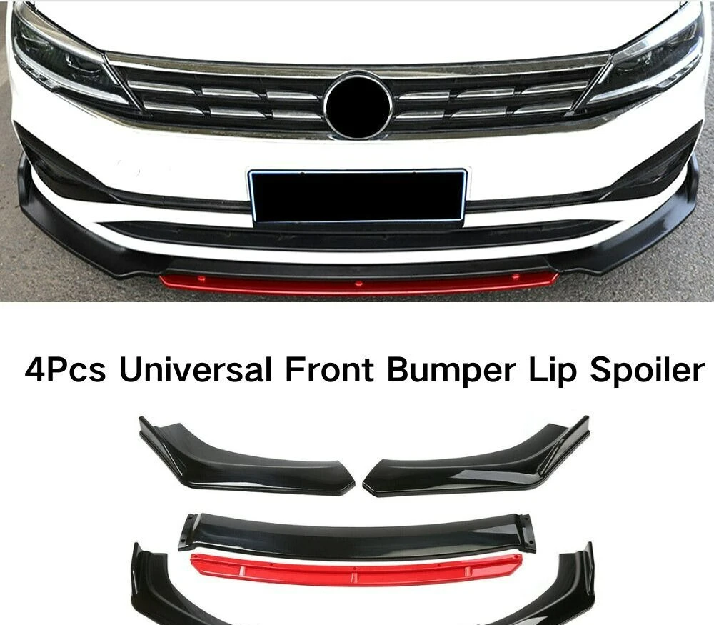 Universal Front Bumper Lip Spoiler Splitter Protector Glossy Red 2 Layer Lip