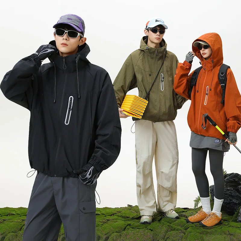 Mountain Outdoor Waterproof Functional Hooded Jacket Men Women Streetwear Fashion Loose Casual Sport Jacket Couple Coat