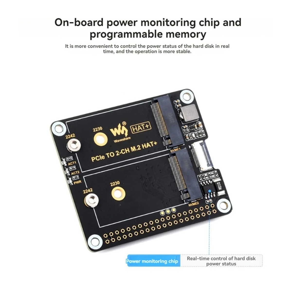 Waveshare eficiente para Raspberry Pi 5 PCIe de doble canal a placa de expansión M.2