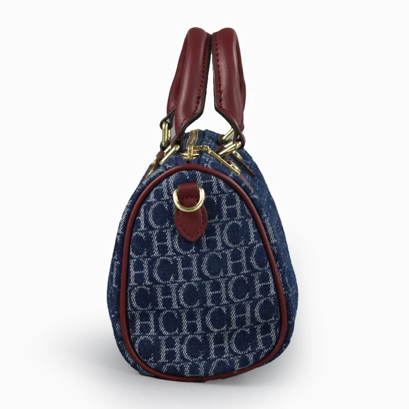 CH Vintage Denim Boston Bag for Women Luxury Designer Print 