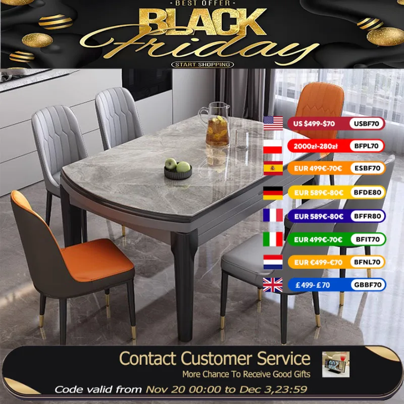 

Круглый роскошный стол для вечеринок, складной набор для гостиной, обеденный стол, кухонный выдвижной скандинавский стол Mesa De Comedor, мебель