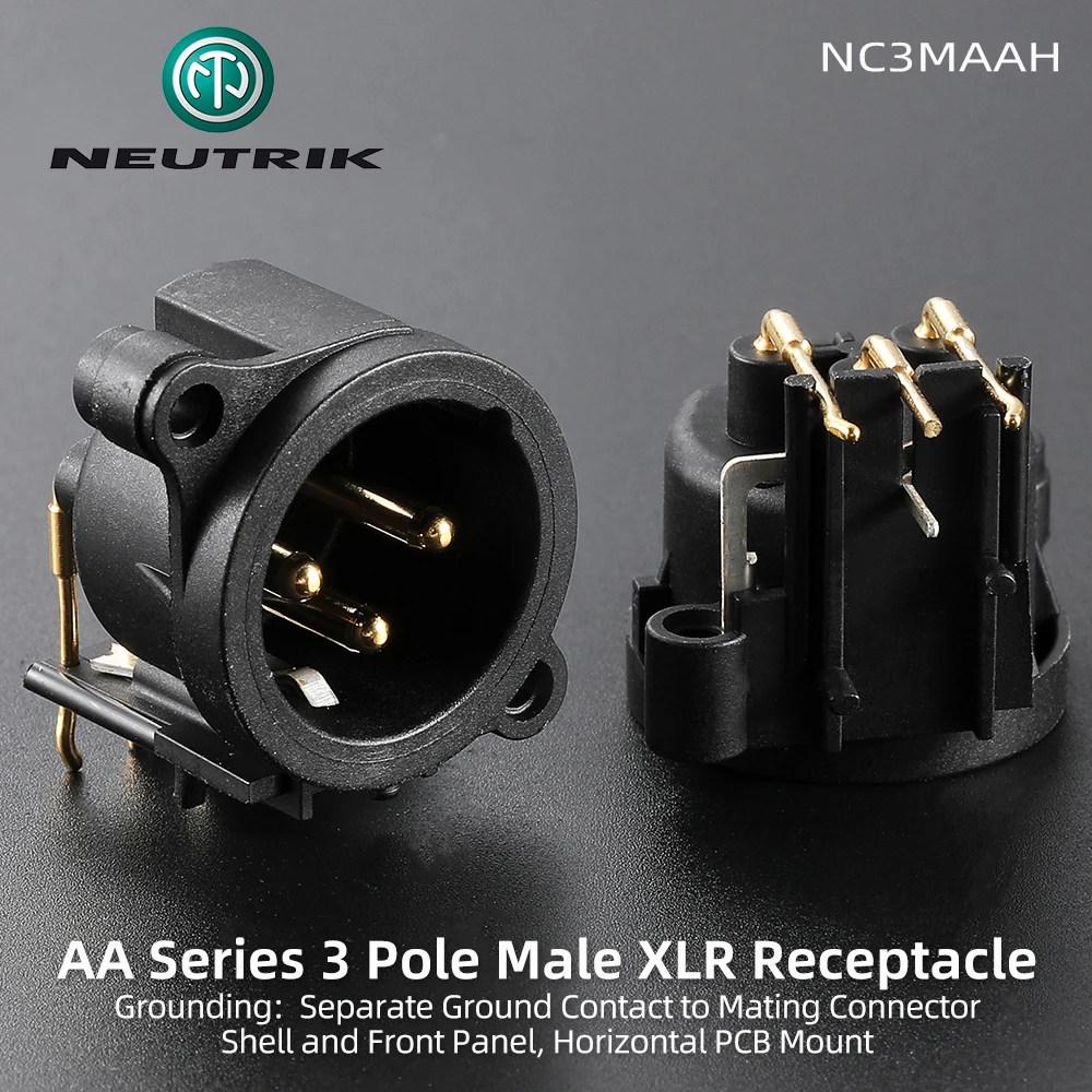 Neox-3 pin xlr pcb montar conectores do painel, bronze, chassi masculino e feminino, soquete com/sem trava, original
