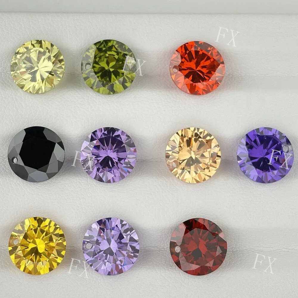 Multicolour Cubic Zirconia Beads  AAAAA Round Shape Stones  With Holes CZ  Loose For DIY Jewelry Making Zircon