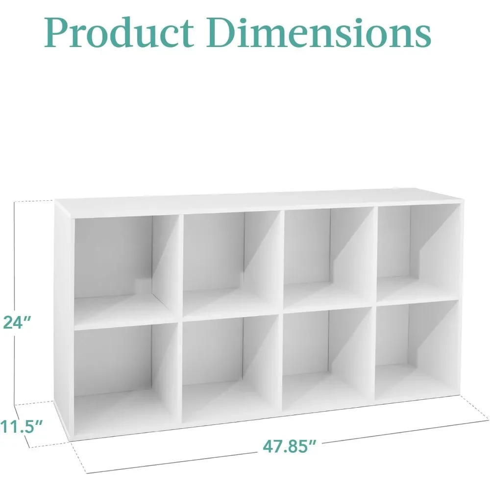 8-Cube Storage Organizer, 11in Shelf Opening, Bookcase, Display Shelf, Customizable w/ 3 Removable Back Panels – White