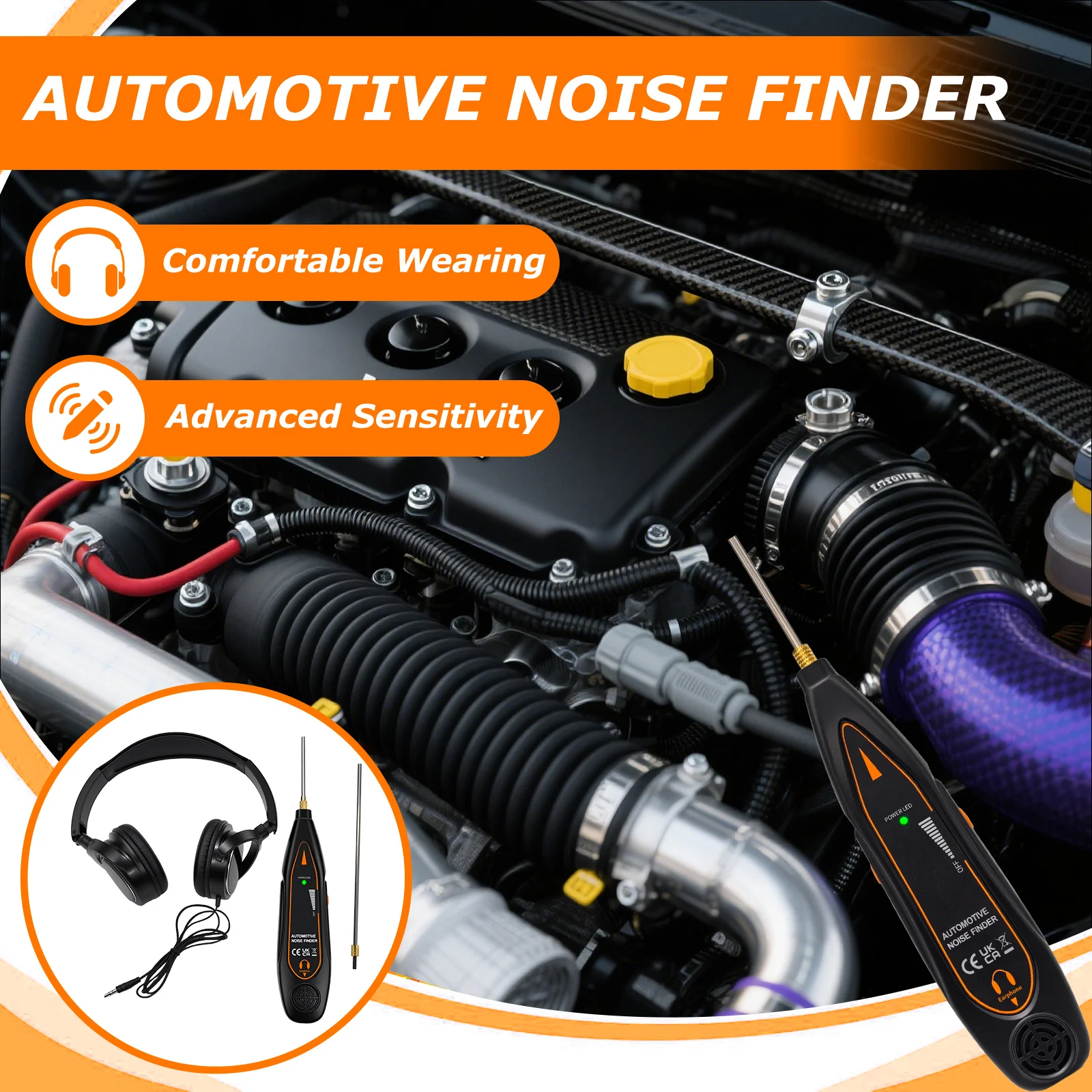 كاشف تسرب بالموجات فوق الصوتية سماعة الطبيب الصناعية آلة حساسية عالية أداة تشخيصية للمحرك أنبوب مضخة صمام الضوضاء #5