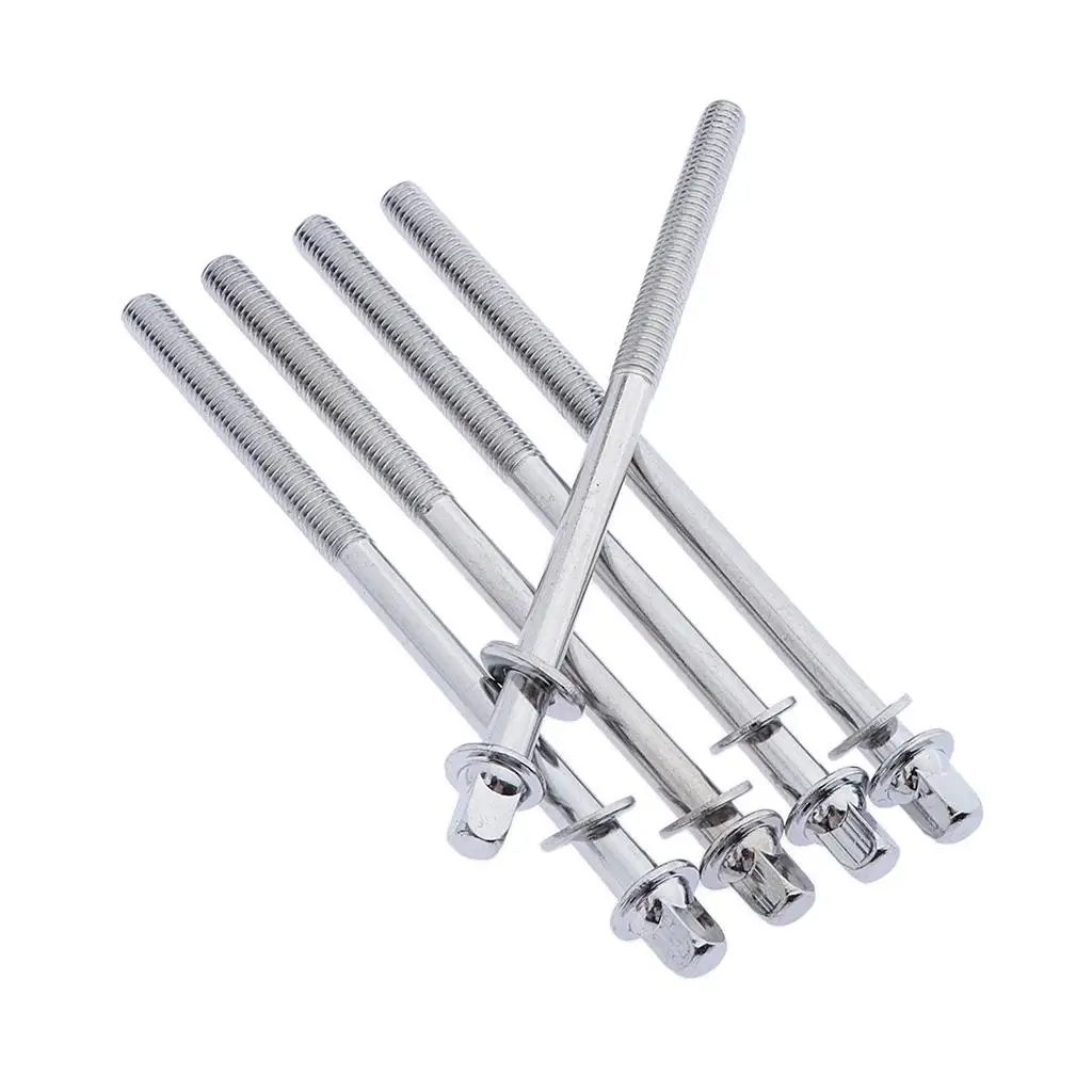 5 Pieces NEW Chrome Drum Tension Rods Tom Snare Build Repair Restore Bass Parts Accessories 108mm X 6mm