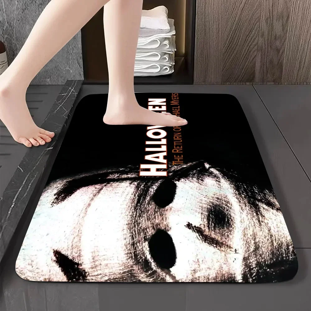 Halloween Michael Myers Floor Mat Graphic Printed Flannel Doormats for Bathroom Kitchen Entrance Carpet Home Decor