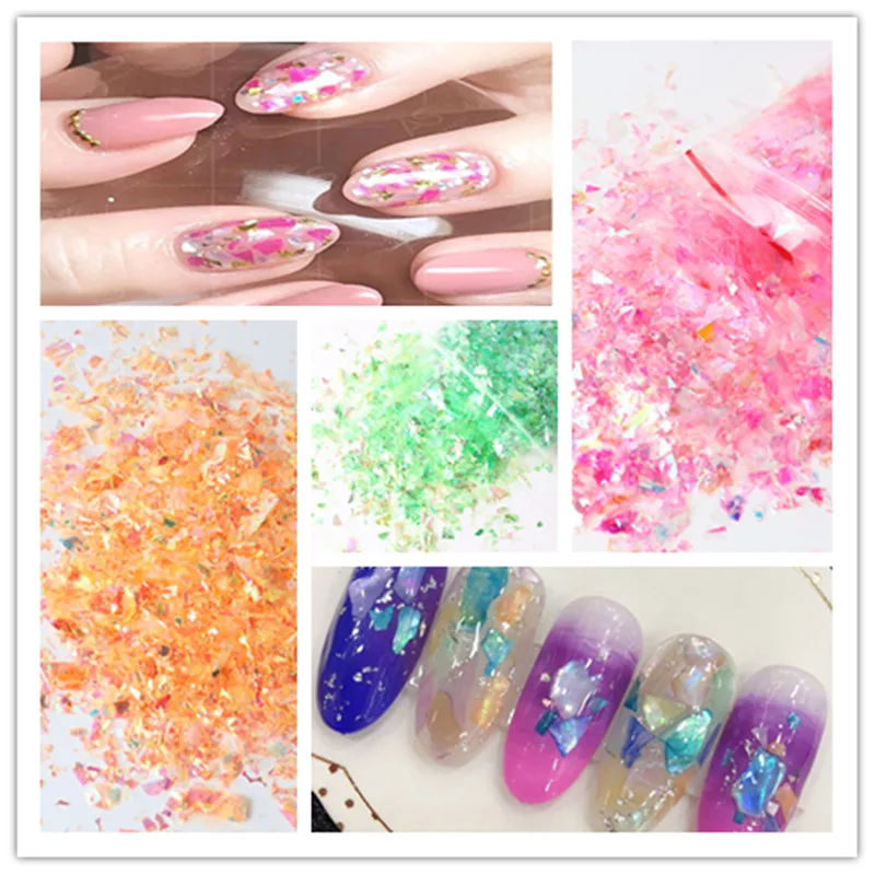 10G Irregular Shell Paper Powder Nail Polish Sequins for Manicure Glitter Nail Peeling Pigment Supplies Color Nail Stickers