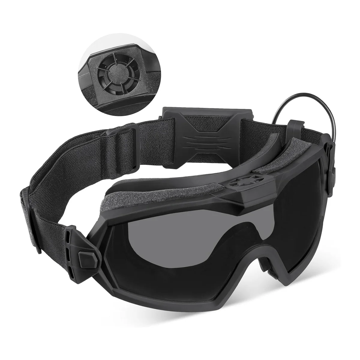 

Anti Fog Goggle with Fan and Interchangeable Lens, Safety Goggles & Glasses for Cycling Hunting Motorcycle-ABJQ